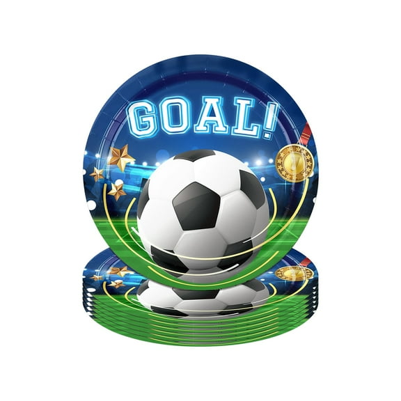 AJKSFHIU Soccer Birthday Party Decorations Dinner Plates Set for Soccer Sports Theme Birthday Decorations,Soccer Theme Party Paper Plates Napkins Forks for Boys Birthday Party Supplies,Serve 16