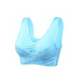 thumbnail image 3 of HAPIMO Rollbacks Sports Bras for Women Elastic Lace Seamless No Steel Ring Gathering Shockproof Athletic Vest Running Padded Bralette Cozy Stretch Workout Activewear Bra Sky Blue XXL, 3 of 3