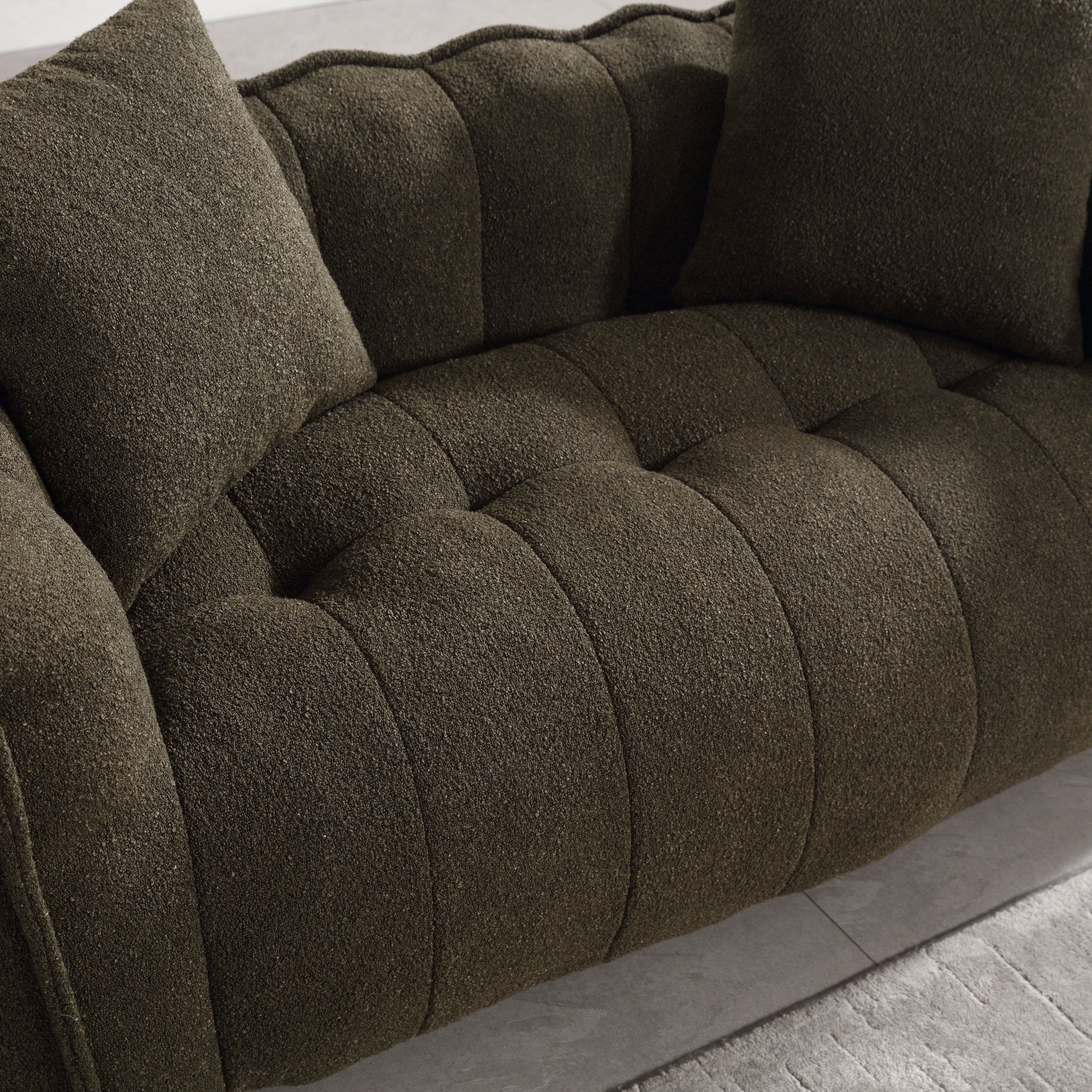 PORKISS Oversized Bean Bag Chair with 2 Pillows, Giant Large Loveseat Bean Bag Chair Couch for Adults Teens, Chenille Fabric Sofa, Olive Green