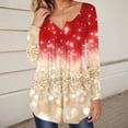 thumbnail image 1 of MHFRRA Blusa Holgada Informal de Manga Larga con Botones y Volantes con Estampado Brillante para Mujer de Primavera Rojo, 1 of 3