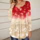 thumbnail image 1 of MHFRRA Blusa Holgada Informal de Manga Larga con Botones y Volantes con Estampado Brillante para Mujer de Primavera Rojo, 1 of 3
