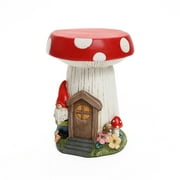 LuxenHome Gnome Mushroom MgO Indoor and Outdoor Sculpture Side Table