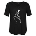 thumbnail image 4 of Pompotops Mode Femmes T-shirt à Manches Courtes Col en V Imprimé Cœur Blouse Décontractée Ample, 4 of 4