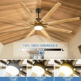 thumbnail image 4 of POPFAN 76 Inch Indoor Ceiling Fan with Dimmable 3 Color Led Light 8 Solid Wood Blades Remote Control Reversible DC Motor for Home, Black & Light Woodgrain, 4 of 8