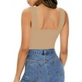 thumbnail image 3 of LELINTA Women's Basic Sleeveless Bodysuit Tops Slimming Sexy Square Neck Tank Tops Thong Leotard Jumpsuits Shapewear, Color Black/White/Gray/Coffee Size S-XL, 3 of 4