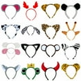 thumbnail image 1 of Diadema de animales de dibujos animados para el 1 de junio, tocado de peluche, banda para el cabello, orejas de conejo, conejo, gato, vaca, tigre y oveja, 1 of 5