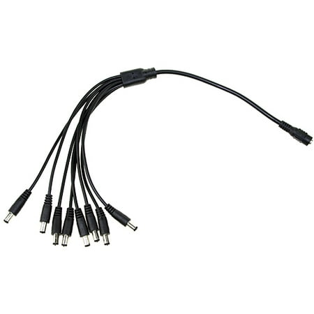 ABLEGRID Black DC 1 Female to 8 Male Power Splitter Cable Y Adapter for CCTV Security