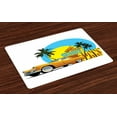 thumbnail image 1 of Ambesonne Retro Place Mats Set of 4, Vintage Car in City Miami, Standard Size, Orange Yellow and Blue, 1 of 4