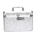 thumbnail image 3 of EHJRE Portable Makeup Bag with Mirror, Makeup Box Organizer with Tray, Waterproof Cosmetic Storage Box for Women Travel Accessories M Argent, 3 of 8