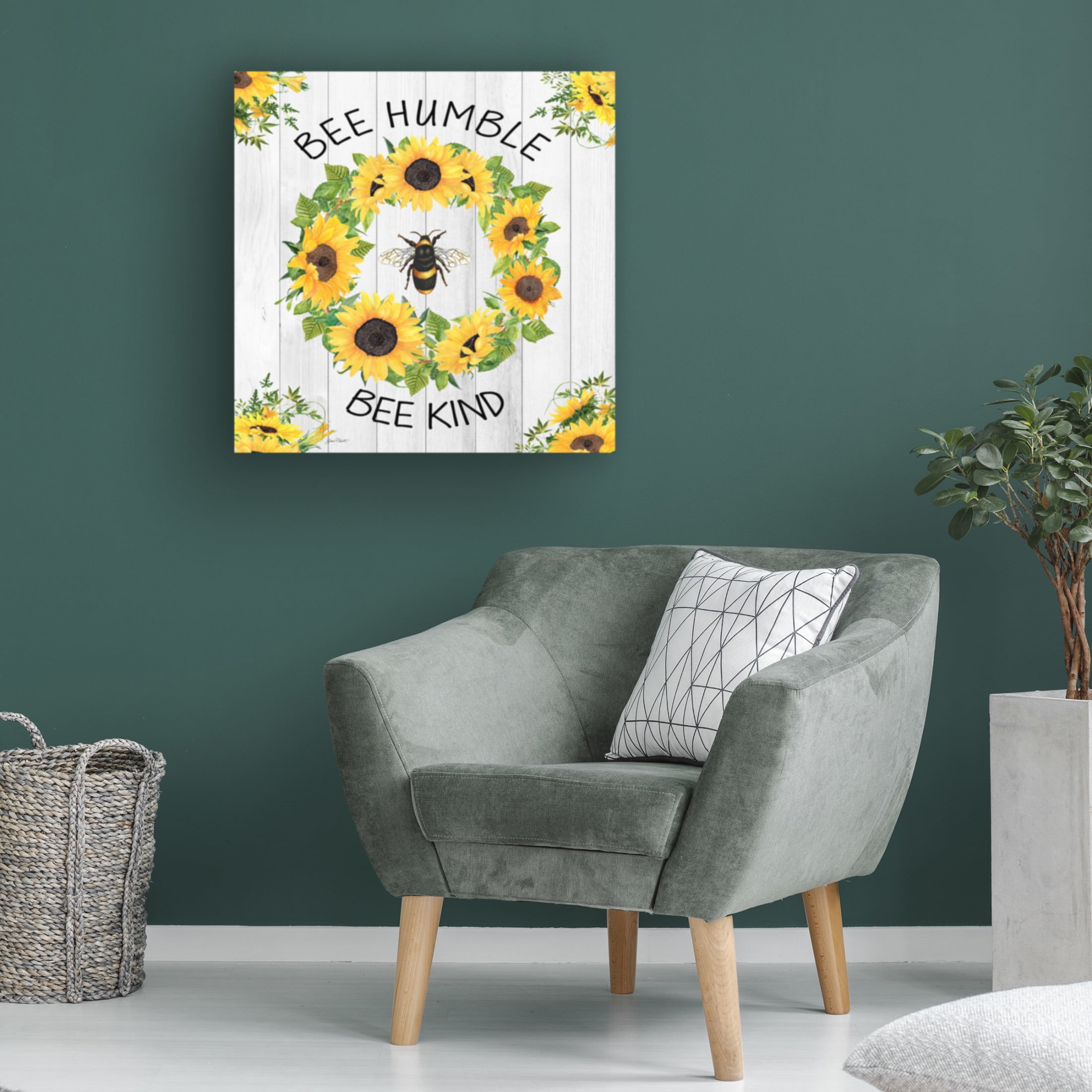 Canvas Wall Art - Jean Plout 'Bee Humble' Wall Art for Living Room, Bedroom, or Office Décor by Trademark Fine Art - 24 x 24 Inches
