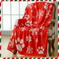 thumbnail image 3 of Christmas Animal Blanket Cute Dog Paws Flannel Blanket Red Snowflake Soft Blanket for Dog Lovers Bedding, 50" x 60", 3 of 6