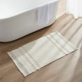 thumbnail image 1 of Alice Tapis de Bain en Coton Macramé à Rayures Ivoire 20” x 32”, 1 of 6