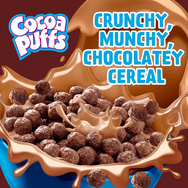 Cocoa Puffs, Chocolate Cereal, Crunchy Flavor, Turns Milk