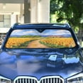 thumbnail image 4 of Windshield Sun Shade for Cars, 55"x27.6" Foldable Car Sun Shade with Aluminum Foil Bubble Heat Insulation, UV Protection for Sedan/SUV/Truck,Sunflowers, 4 of 8