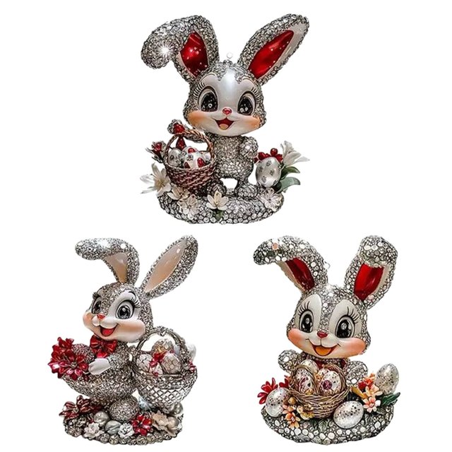 Less Than 5 Hangs 3pc Easter Flat Acrylic Pendant Decorations Hanging Decorations Suitable for House Courtyards and Other Decorations