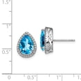 thumbnail image 4 of Auriga Fine Jewelry 925 Sterling Silver Rhodium Blue Topaz and CZ Stud Earrings for Women, 4 of 6