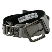 Dolce  Gabbana Metallic Silver Leather DG Logo Metal Buckle Belt