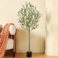 thumbnail image 2 of 2 Pack Artificial Olive Plants, 4ft Fake Plastic Olive Tree, Pre Potted Faux Greenry Plant for Home Decor Office House Living Room Indoor Outdoor, 2 of 9