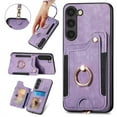 thumbnail image 1 of SaniMore for Samsung Galaxy S23 Plus Wallet Case, [RFID Blocking] Elastic Card Slot Vehicle Magnetic PU Leather Ring Holder & Lanyard Stand Money Pocket Cover for Samsung S23 Plus 5G, Purple, 1 of 12