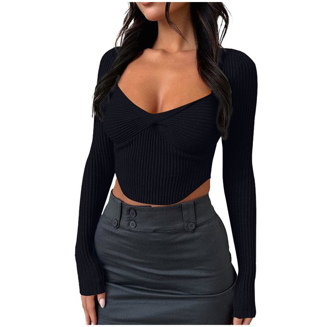 EGNMCR Cardigans pour Femmes, Chandails pour Femmes Mode Femme Décontracté Manches Longues Chandail en Molleton Col en V Blouse en Tricot Uni Hauts Chandail Femme