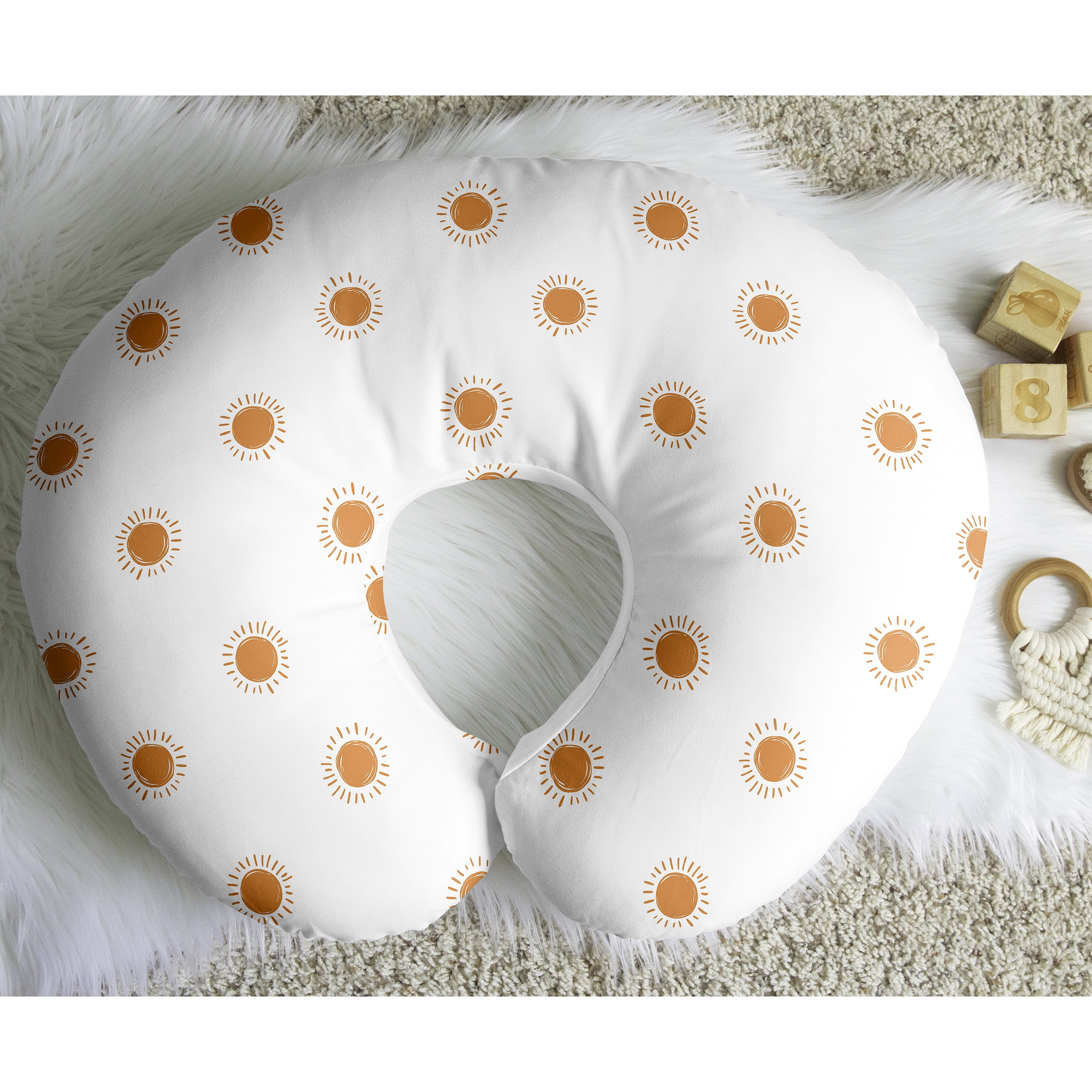 Sweet Jojo Designs Boho Sun Orange and White Nursing Pillow Cover Case (Pillow Not Included) (Pillow NOT Included)