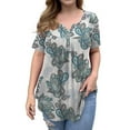 thumbnail image 3 of PENGXIANG Mode Femmes T-Shirt à Manches Courtes Imprimé Col en V Décontracté avec Boutons, 3 of 6
