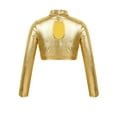 thumbnail image 2 of Zaldita Kids Girls Shiny Metallic Crop Tops Hip Hop Dance Costume Mock Neck Jazz Shirts Dancewear Gold 6, 2 of 7