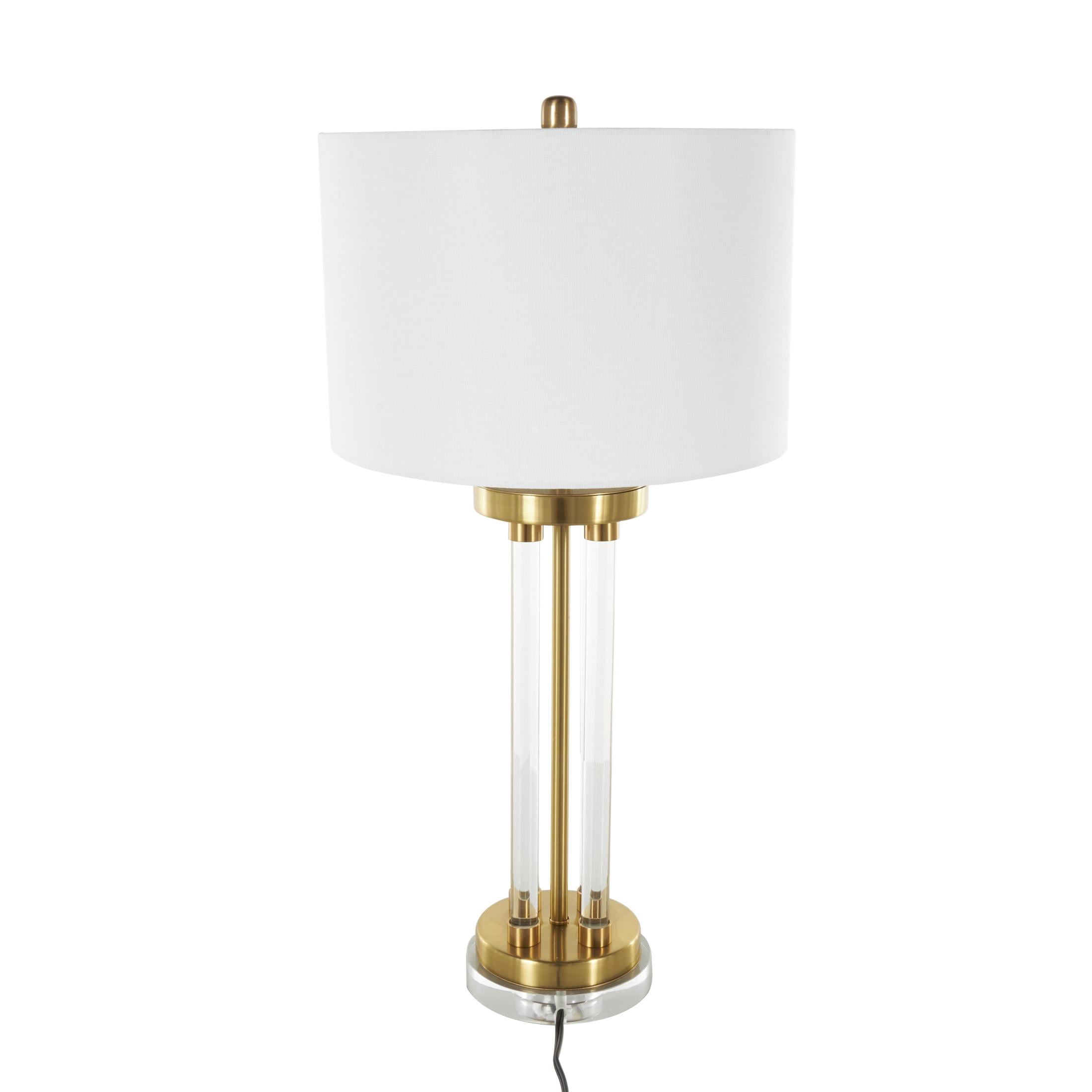 DecMode 31" Rods Clear Table Lamp with White Linen Shade