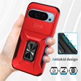 thumbnail image 2 of For Google Pixel 11 / 11 Pro Slim Fit Shockproof Hybrid with Slide Camera Cover & Rotated Ring Kickstand, [Military-Grade] Phone Case,Red,For Pixel 11 / 11 Pro, 2 of 8
