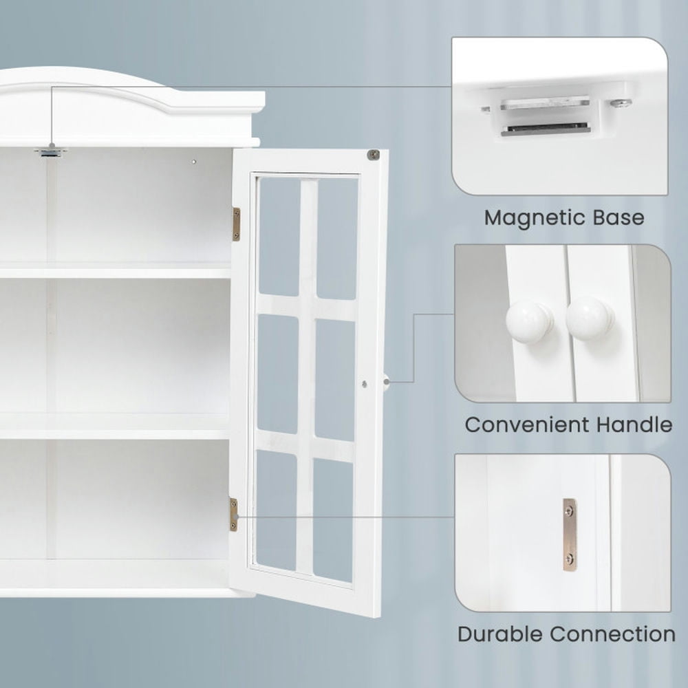 Finihen Bathroom Wall Cabinet, Wall Mounted Bathroom Cabinet, Medicine Cabinet, Wall-Mount Bathroom Double Doors Shelved Storage Cabinet, for Bathroom, White Finihen Bathroom Wall Cabinet, Wall Mounted Bathroom Cabinet, Medicine Cabinet, Wall-Mount Bathroom Double Doors Shelved Storage Cabinet, for Bathroom, White