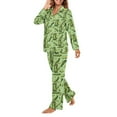 thumbnail image 3 of FOR U DESIGNS Green Cucumber Long Sleeve Button Up Pajama Shirts for Women 2 Pack Size L Button Pajamas Sleepwear with Pants Nightwear Long V-neck for Women, 3 of 7