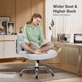 thumbnail image 5 of Glavbiku Modern Wide Cross Legged Home Office Chair with Wheel,Adjustable Height Armless Chair,Gray, 5 of 11