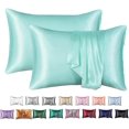 thumbnail image 1 of Paquete de 2 fundas de almohada de seda, 100 % seda morera para cabello y piel, 20 hilos, Zekai, 20 x 26, verde claro, 1 of 1