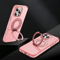 thumbnail image 2 of Designed for iPhone 15 Plus/14 Plus Magnetic Phone Case,With 360° Rotatable Contractile Ring Kickstand,Compatible with Mag-Safe,Shockproof Anti-Scratch Matte Translucent Durable Phone Case,Pink, 2 of 11