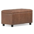thumbnail image 3 of Cosmopolitan 34 inch Wide Storage Ottoman in Distressed Saddle Brown Vegan Leather, 3 of 6