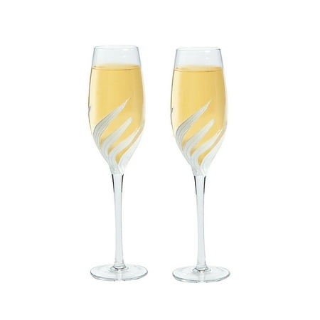 

White Trim Champagne Flute Set - Home Decor - 2 Pieces