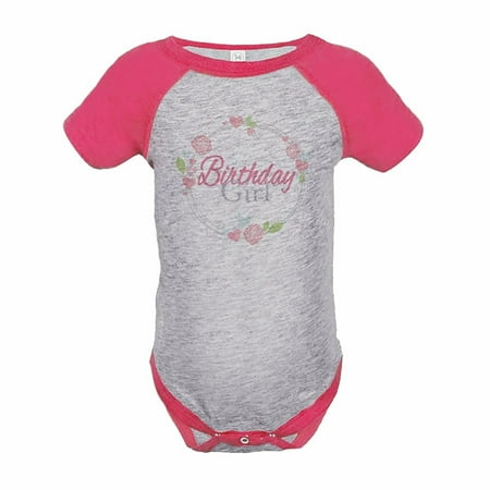 

7 ate 9 Apparel Girl s Floral Birthday Pink Raglan Onepiece