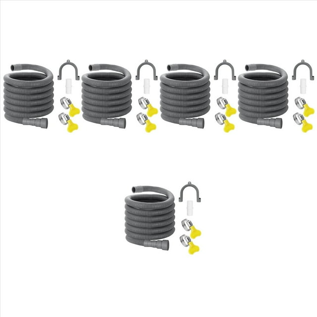 5X Juego de ExtensióN de Manguera de DesagüE Manguera de Lavadora Universal de 10 Pies, Incluye Conector de Manguera Soporte y Abrazaderas de Manguera Mangueras de Drenaje