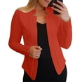 thumbnail image 3 of Ladies Workoffice Blazer Button Down Fashion Jacket Solid Color Fitted Suit Lapel Notched Elegant Cardigan Single Breasted Blouse Mid Length Leisure Outwear, 3 of 7