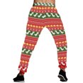 thumbnail image 4 of MAWCLOS Men Straight Leg Christmas Print Trousers Running High Waist Sweatpants Light Red 2XL, 4 of 4