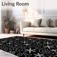 thumbnail image 2 of ODIKA 4'x6' Machine Washable Non-Slip Area Rug, Celestial Snowflake Spiral Skirt with Silver Glitter Accents High Traffic Rug with Pad, Black, 631259, 2 of 8