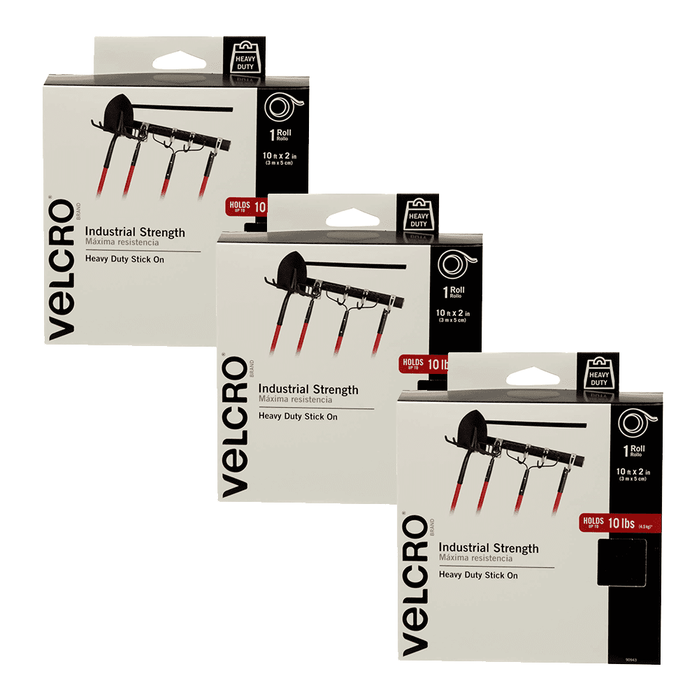 3 Pack Velcro Brand 10 Foot Industrial Strength 1 Inch Fastener Roll Tape 