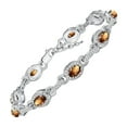 thumbnail image 3 of RYLOS Matching Jewelry: Sterling Silver Designer Halo Tennis Bracelet, Earrings, Ring & Necklace.7"-8" Adjustable, 18" Chain. Smoky Quartz June Birthstone; Size 8, 3 of 10