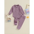 thumbnail image 2 of Bagilaanoe 2pcs Newborn Baby Girl Pants Set Ruffled Long Sleeve Romper Tops + Leggings 3M 6M 9M 12M 18M Infant Casual Clothes, 2 of 8