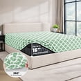 thumbnail image 5 of Lux Decor King Bed Sheets Set 4 Piece - Quatrefoil Pattern, Ultra Soft Polyester Sheet Deep Pocket Fit, Wrinkle Free, Breathable & Fade Resistant OEKO-TEX Certified, Green, 5 of 11