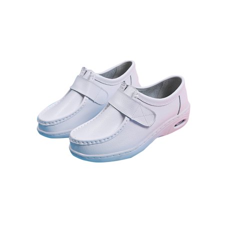 

Ymiytan Ladies Loafers Magnetic Work Shoe Round Toe Nursing Shoes Kitchen Loafer Comfort Low Top Flats White 5.5