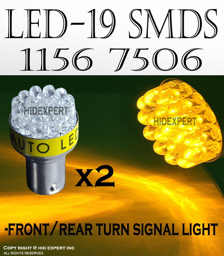2 pcs Super Amber 19 Led Bulbs For Turn Signal Light 1156 7506 Fast