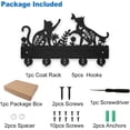 thumbnail image 3 of Cat Butterfly Flower Coat Hooks Wall Mount Floral Cat Wood Key Holder for Wall 11.8×7.9inch Black Animal Wall Art Decor Key Hooks 5 Alloy Hooks for Gift Entryway Living Room Kitchen Office, 3 of 9