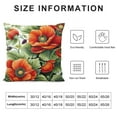 thumbnail image 5 of Creowell  Red Poppies Flowers，Printed Throw Pillow Case Square Decorative Pillow for Sofa, Chair, Daybed, ，Red and Green, 5 of 5