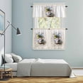 thumbnail image 5 of Spring Blue Flowers Kitchen Curtains Sets for Windows 36 Inch Length, Retro Tea Cup Phrases Country Rod Pocket Window Treatments Tier Curtains and Valances Set for Bedroom/Bathroom, 5 of 8